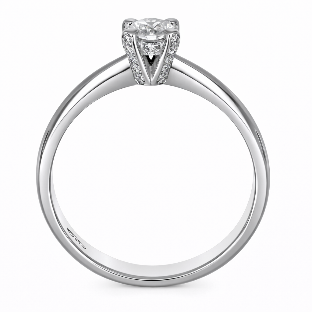 Anello solitario in oro bianco 18 carati