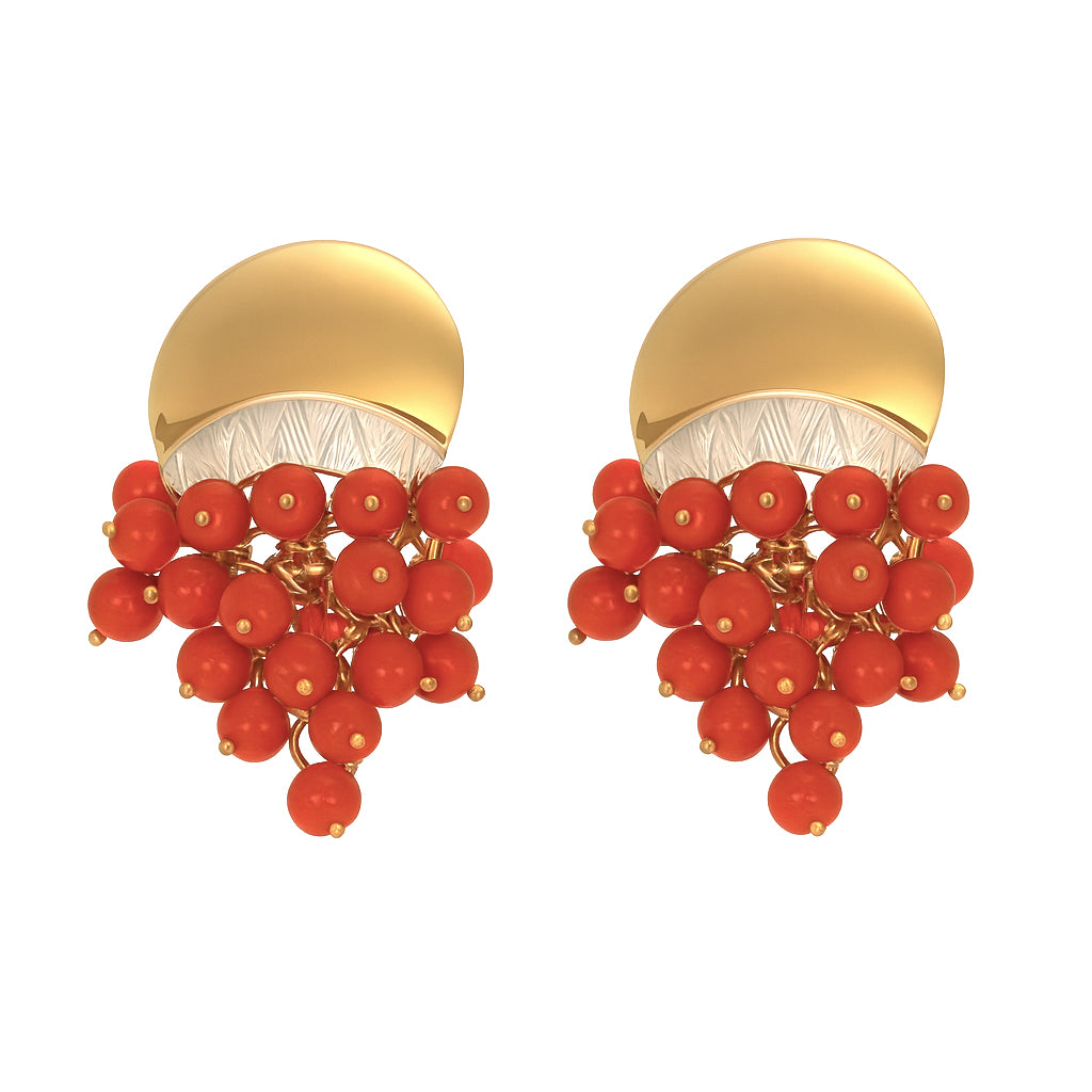 Orecchini - 18 carati Oro giallo Corallo