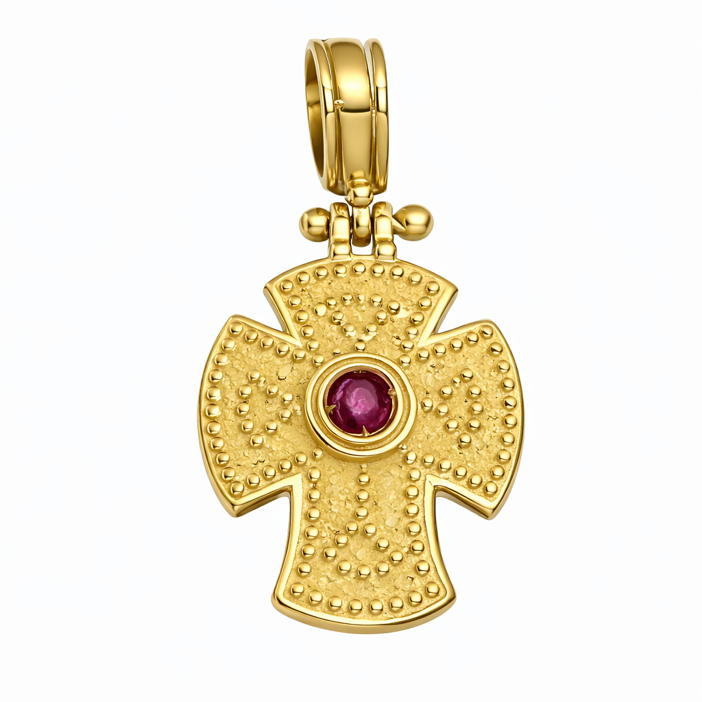 Ciondolo - 18 carati Oro giallo - 0.04ct. tw. Rubino
