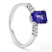 Anello - 18 carati Oro bianco - 1.22ct. tw. Tanzanite - Diamante