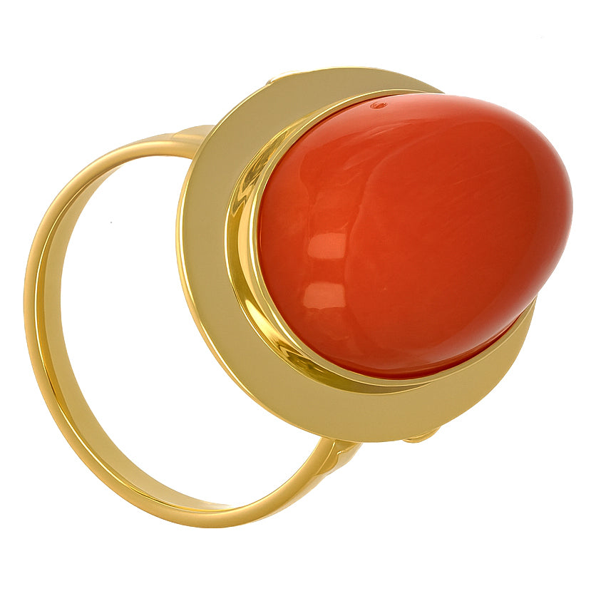 Anello - 18 carati Oro giallo Corallo