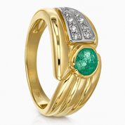 Anello - 18 carati Oro giallo, Oro bianco - 0.57ct. tw. Smeraldo - Diamante - Made in Italy - Handmade