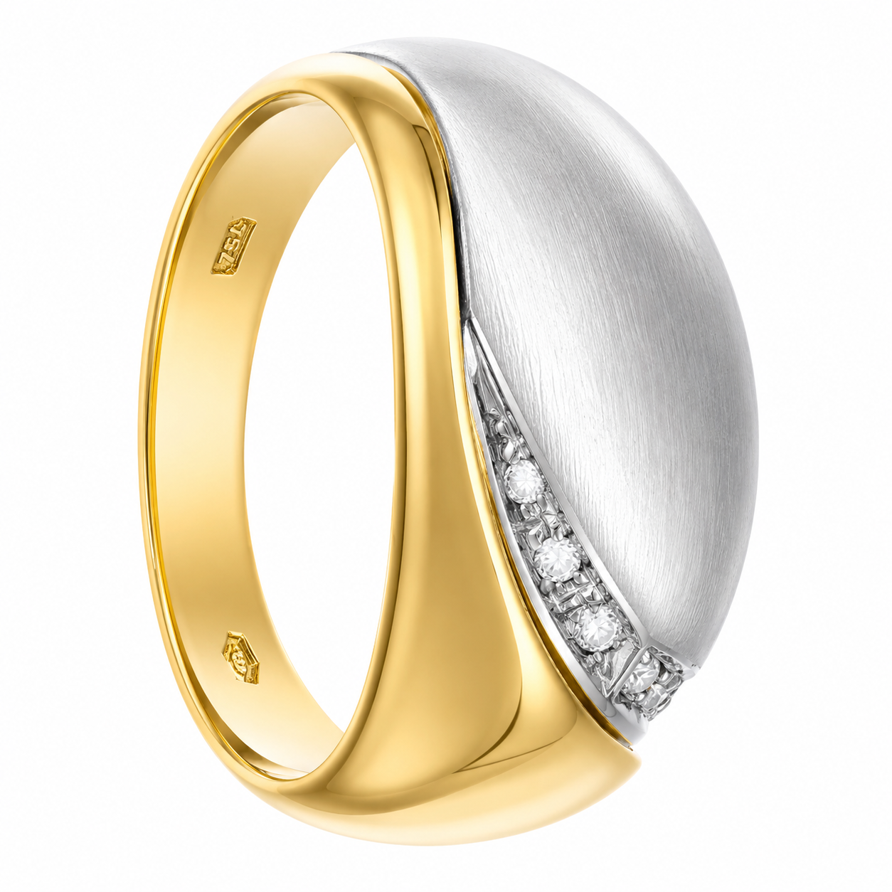 Anello - 18 carati Oro bianco, Oro giallo - 0.06ct. tw. Diamante (Naturale) - Made in Italy - Handmade