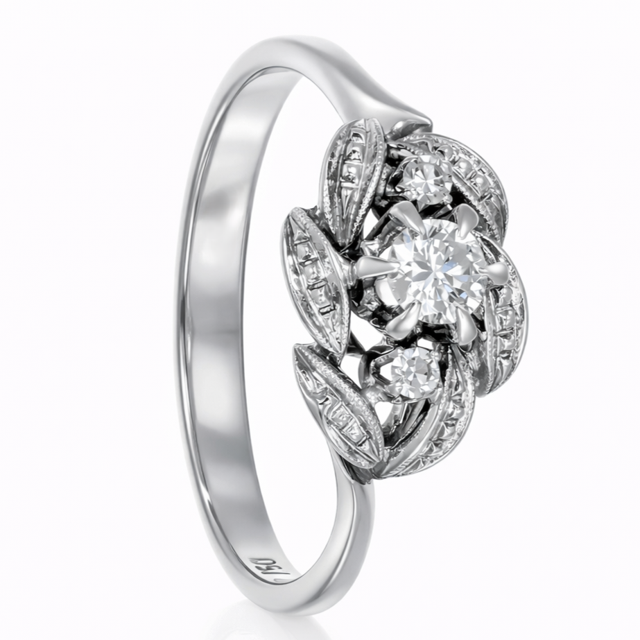 Anello in oro bianco 18 carati con n 3  Diamanti da 0,24 ct tot