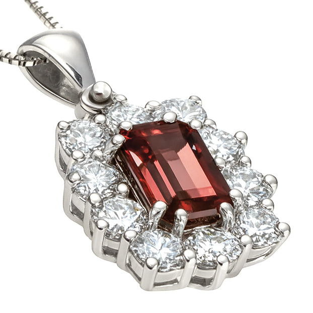 Collana con ciondolo - 18 carati Oro bianco - 1.44ct. tw. Tormalina - Diamante