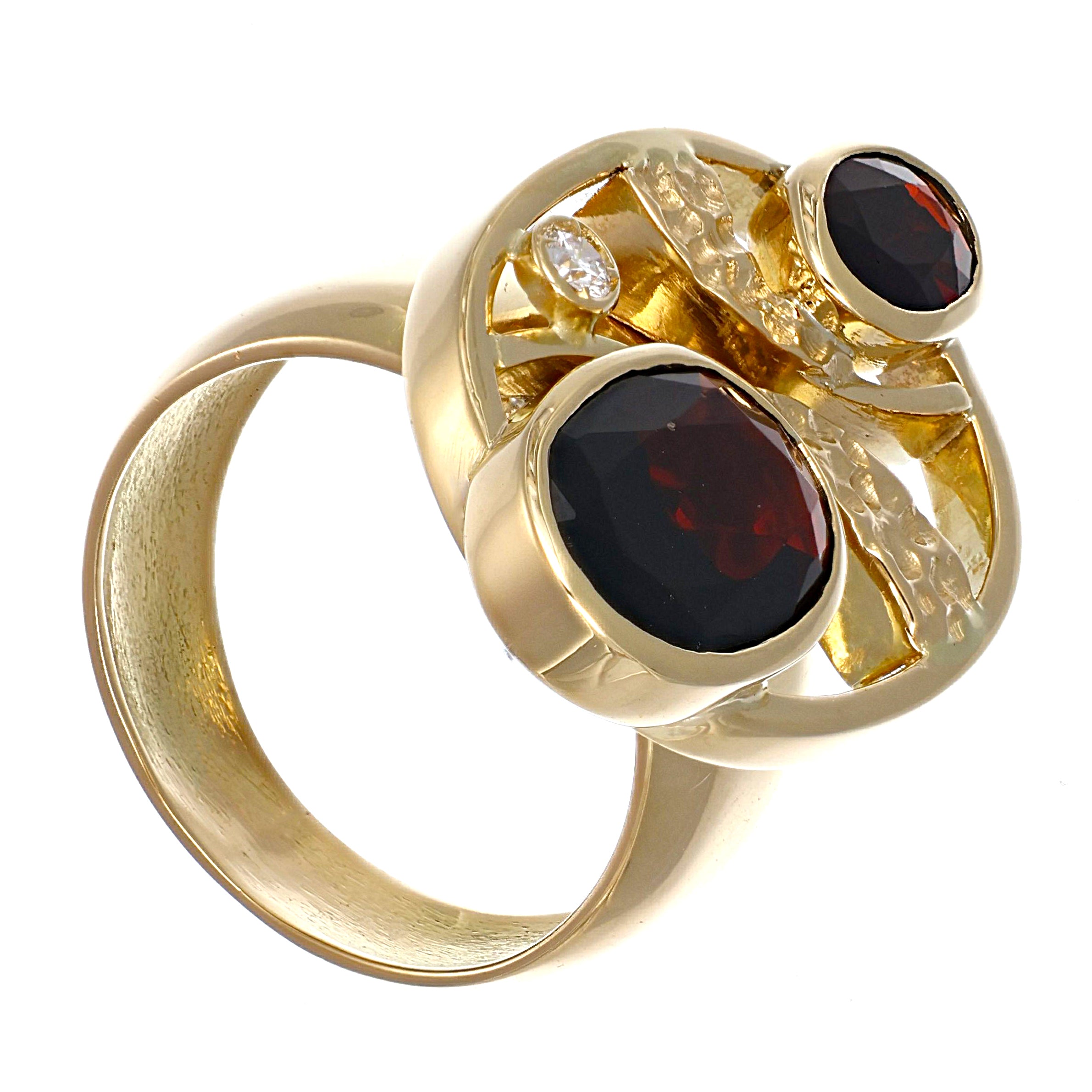 Anello - 18 carati Oro giallo - 4.06ct. tw. Granato - Diamante