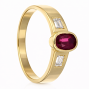 Anello - 18 carati Oro giallo - 0.60ct. tw. Rubino - Diamante