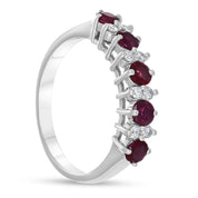 Anello - 18 carati Oro bianco - 1.06ct. tw. Rubino - Diamante