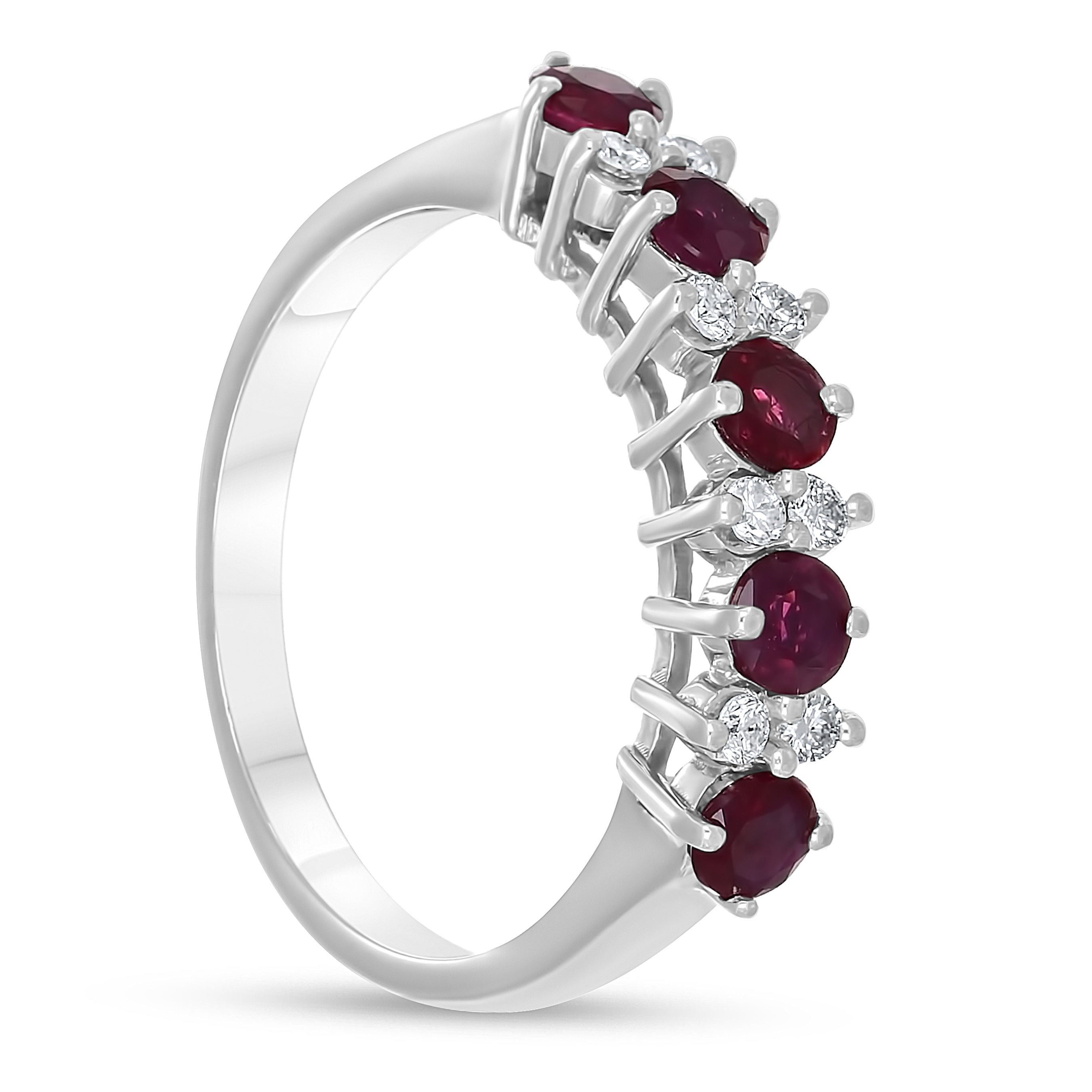 Anello - 18 carati Oro bianco - 1.06ct. tw. Rubino - Diamante