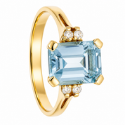 Anello - 18 carati Oro giallo - 2.04ct. tw. Acquamarina - Diamante - Made in Italy - Handmade