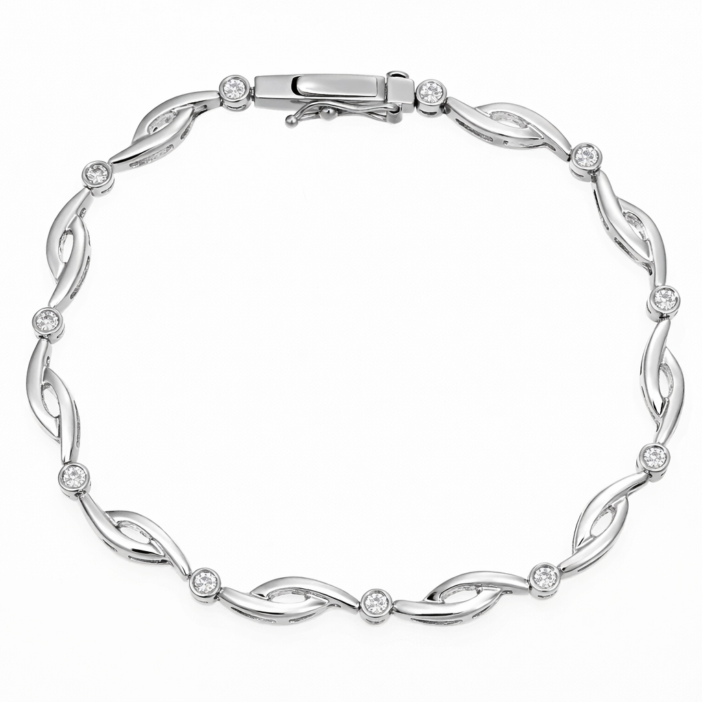 Bracciale in Oro Bianco 18 carati - zirconi
