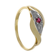 Anello in Oro Giallo, Oro Bianco 14 carati - Rubino