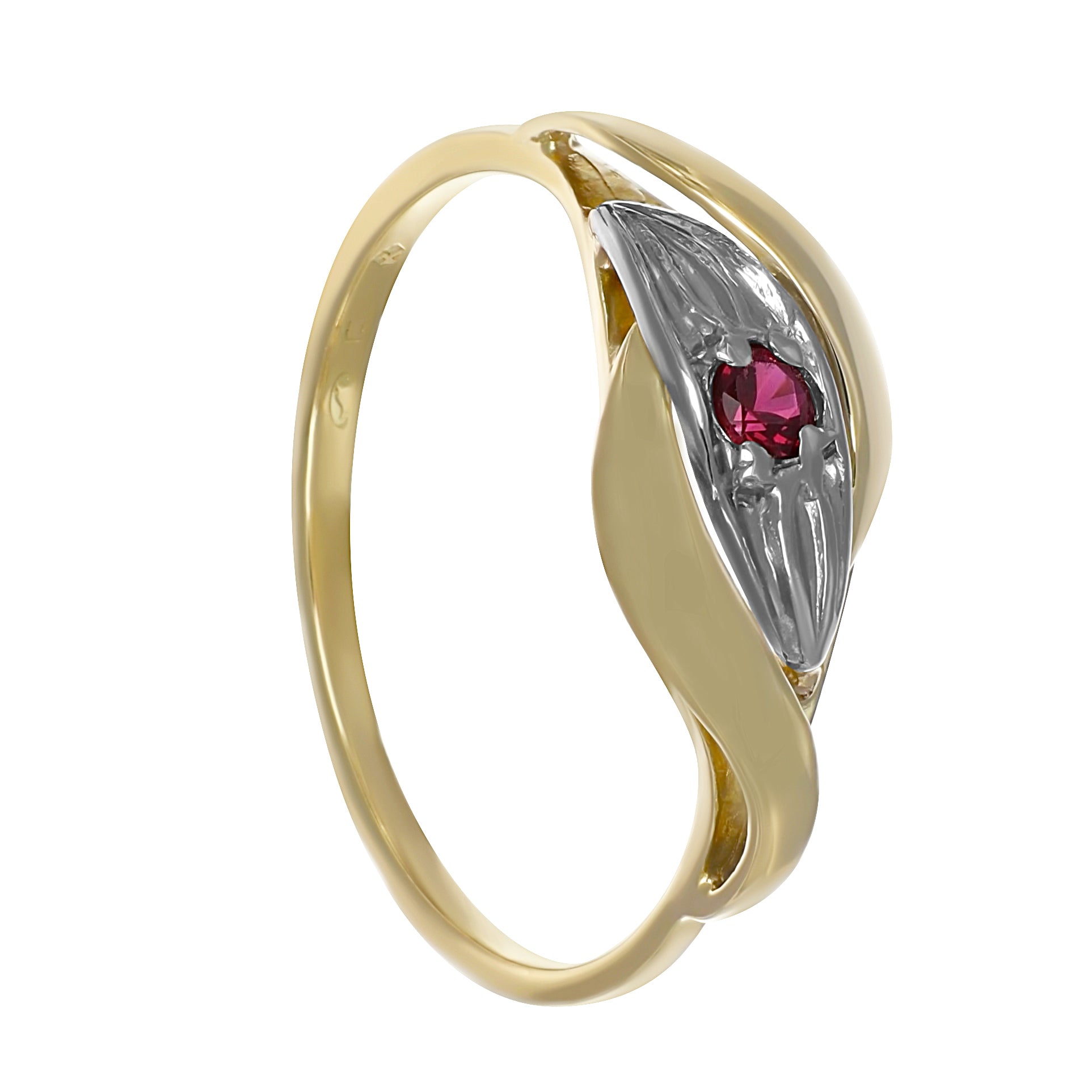 Anello in Oro Giallo, Oro Bianco 14 carati - Rubino