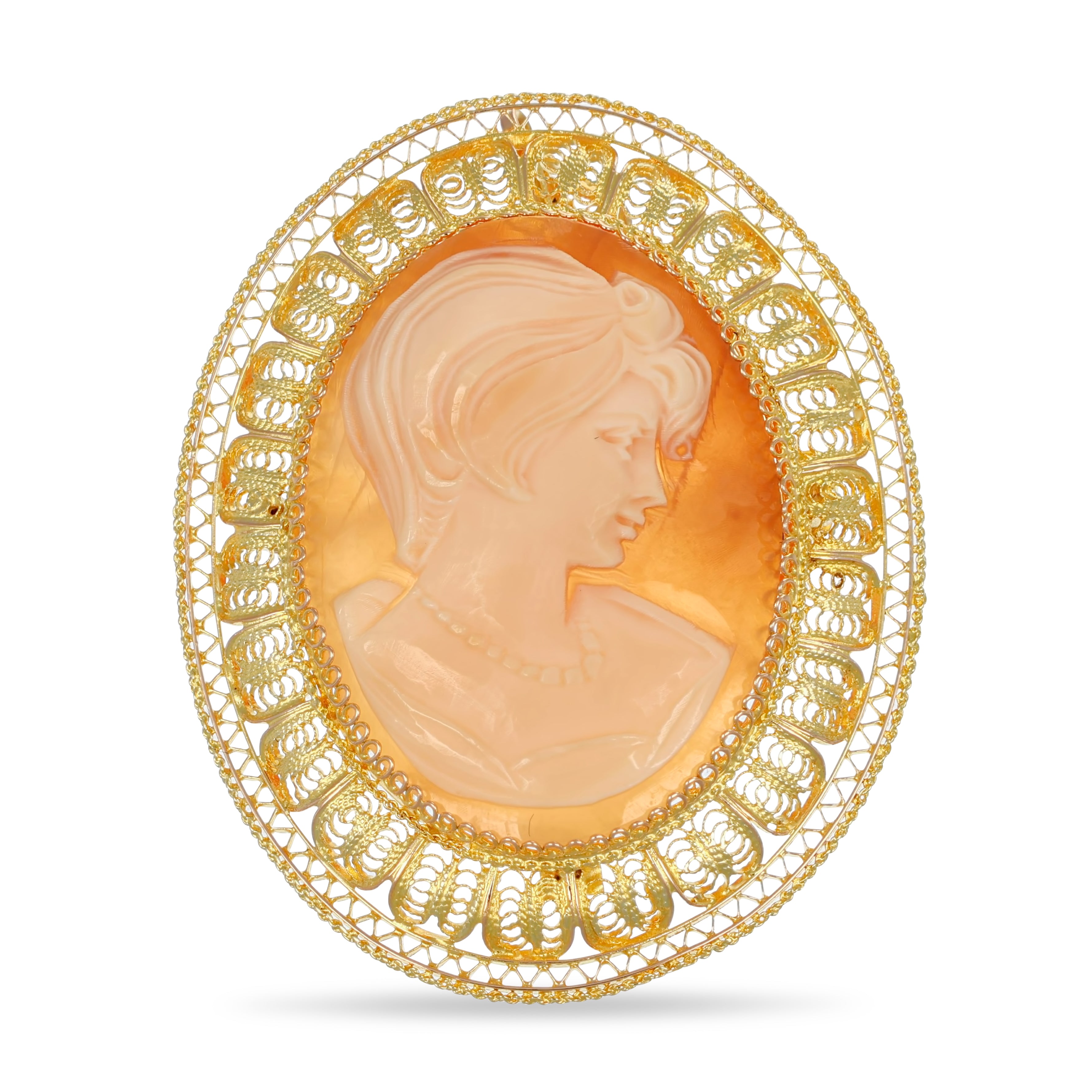 Ciondolo / Spilla in Oro giallo 18 carati con Conchiglia