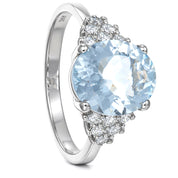 Anello - 18 carati Oro bianco Acquamarina - Diamante