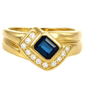 Anello - 18 carati Oro giallo - 0.415ct. tw. Zaffiro - Diamante