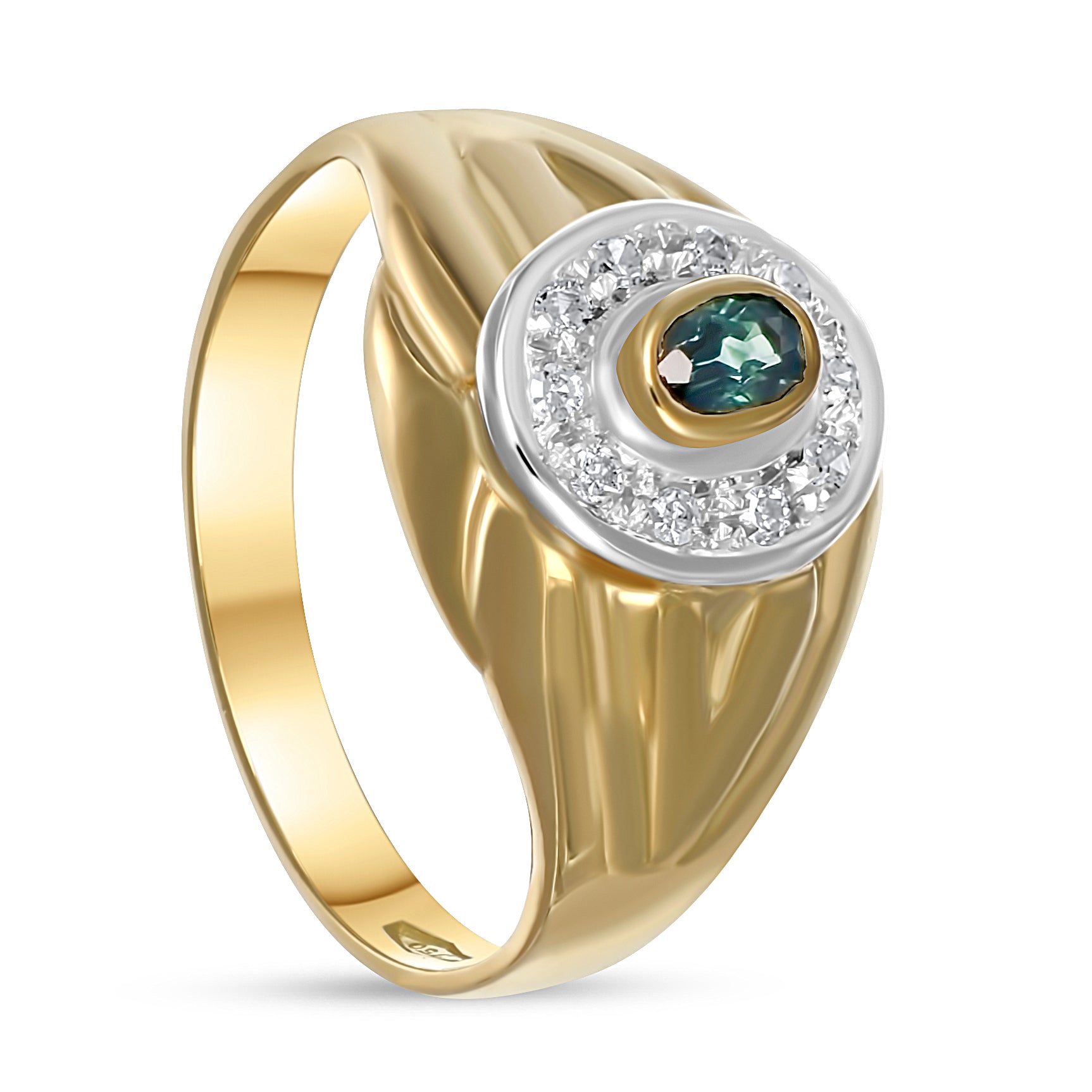 Anello - 18 carati Oro bianco, Oro giallo - 0.23ct. tw. Zaffiro - Diamante