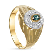 Anello - 18 carati Oro bianco, Oro giallo - 0.23ct. tw. Zaffiro - Diamante