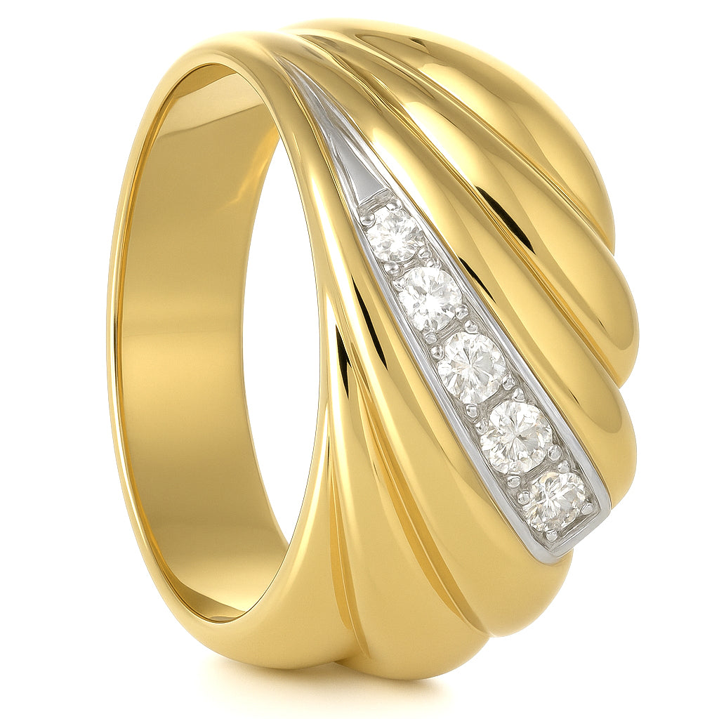 Anello - 18 carati Oro bianco, Oro giallo - 0.10ct. tw. Diamante (Naturale)