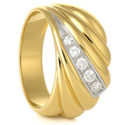 Anello - 18 carati Oro bianco, Oro giallo - 0.10ct. tw. Diamante (Naturale)