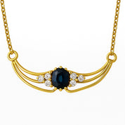 Collana con ciondolo - 18 carati Oro bianco - 0.75ct. tw. Zaffiro - Diamante