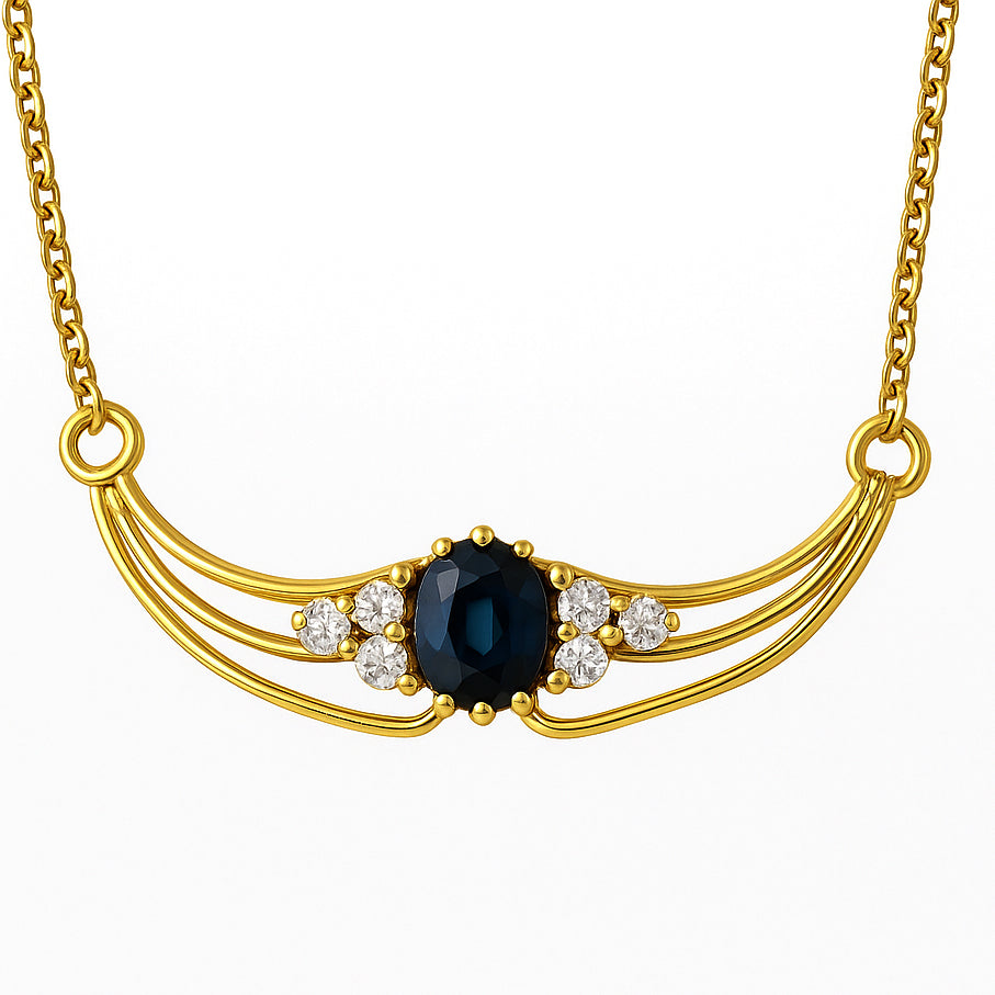 Collana con ciondolo - 18 carati Oro bianco - 0.75ct. tw. Zaffiro - Diamante