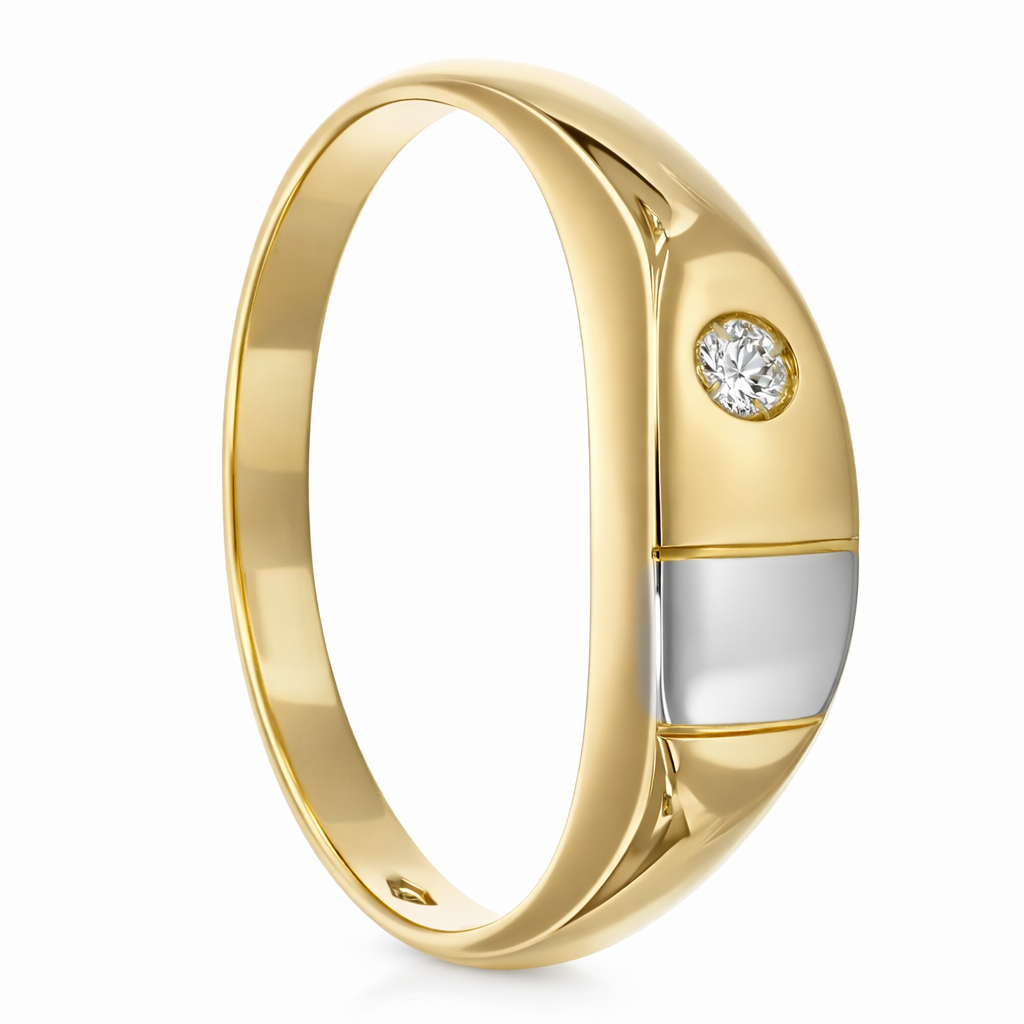 Anello - 18 carati Oro bianco, Oro giallo - 0.03ct. tw. Diamante (Naturale)