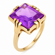 Anello - 14 carati Oro giallo - 5.00ct. tw. Ametista - Made in Italy - Handmade