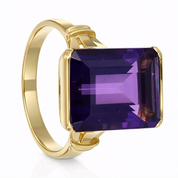 Anello da donna in oro giallo 18 carati con ametista