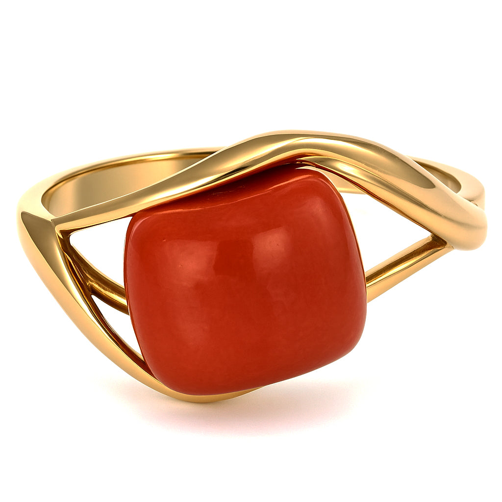 Anello - 18 carati Oro giallo Corallo