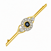 Spilla - 18 carati Oro giallo, Argento - 1.07ct. tw. Zaffiro - Diamante - Made in Italy - Handmade
