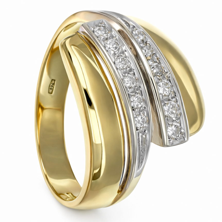 Anello - 18 carati Oro bianco, Oro giallo - 0.24ct. tw. Diamante (Naturale)