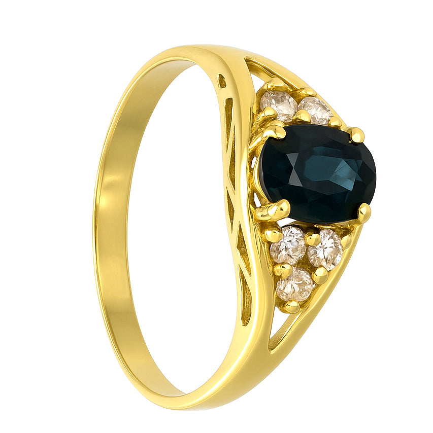 Anello - 18 carati Oro giallo - 0.75ct. tw. Zaffiro - Diamante