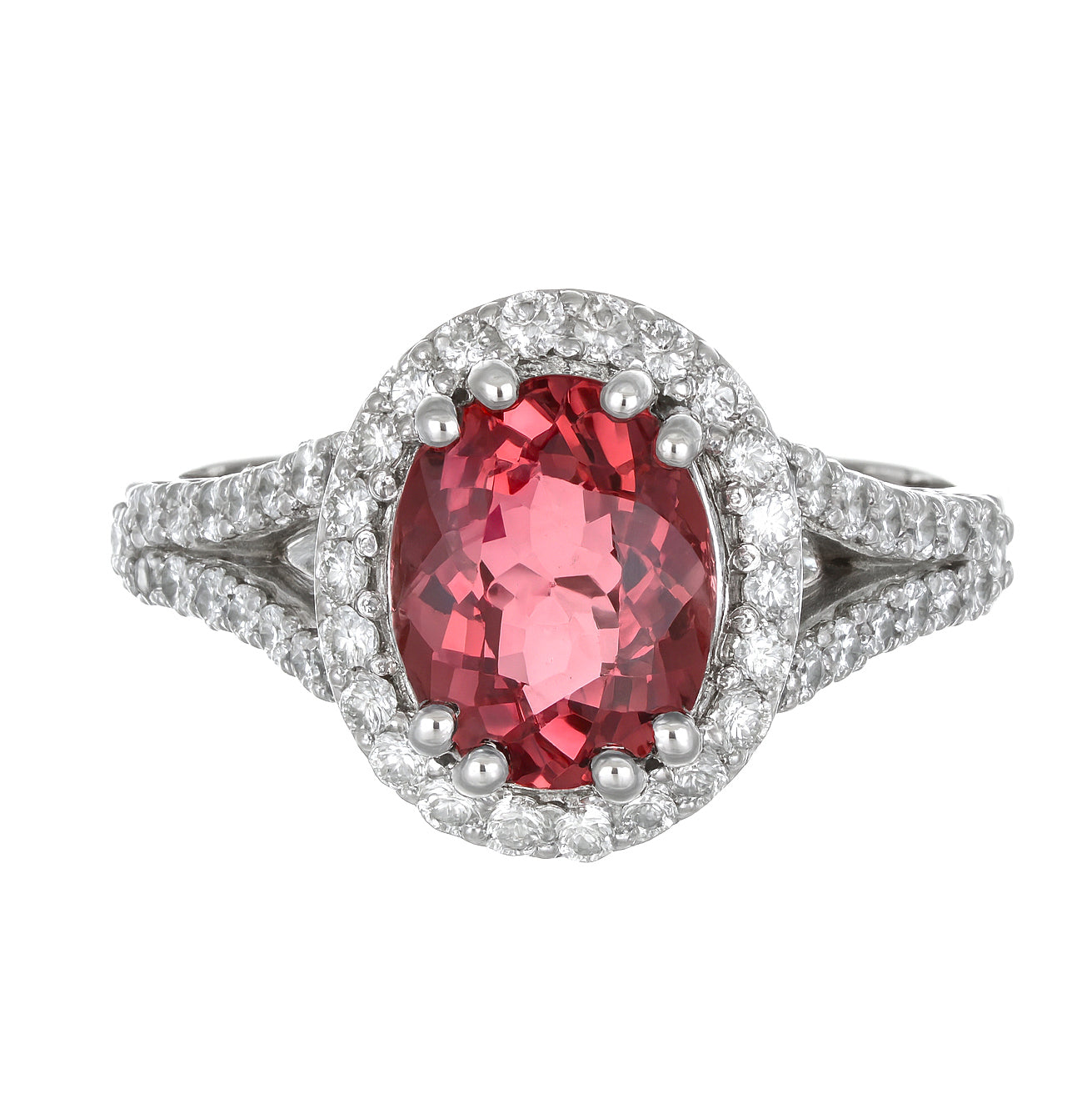 Anello - 18 carati Oro bianco - 2.58ct. tw. Tormalina - Diamante