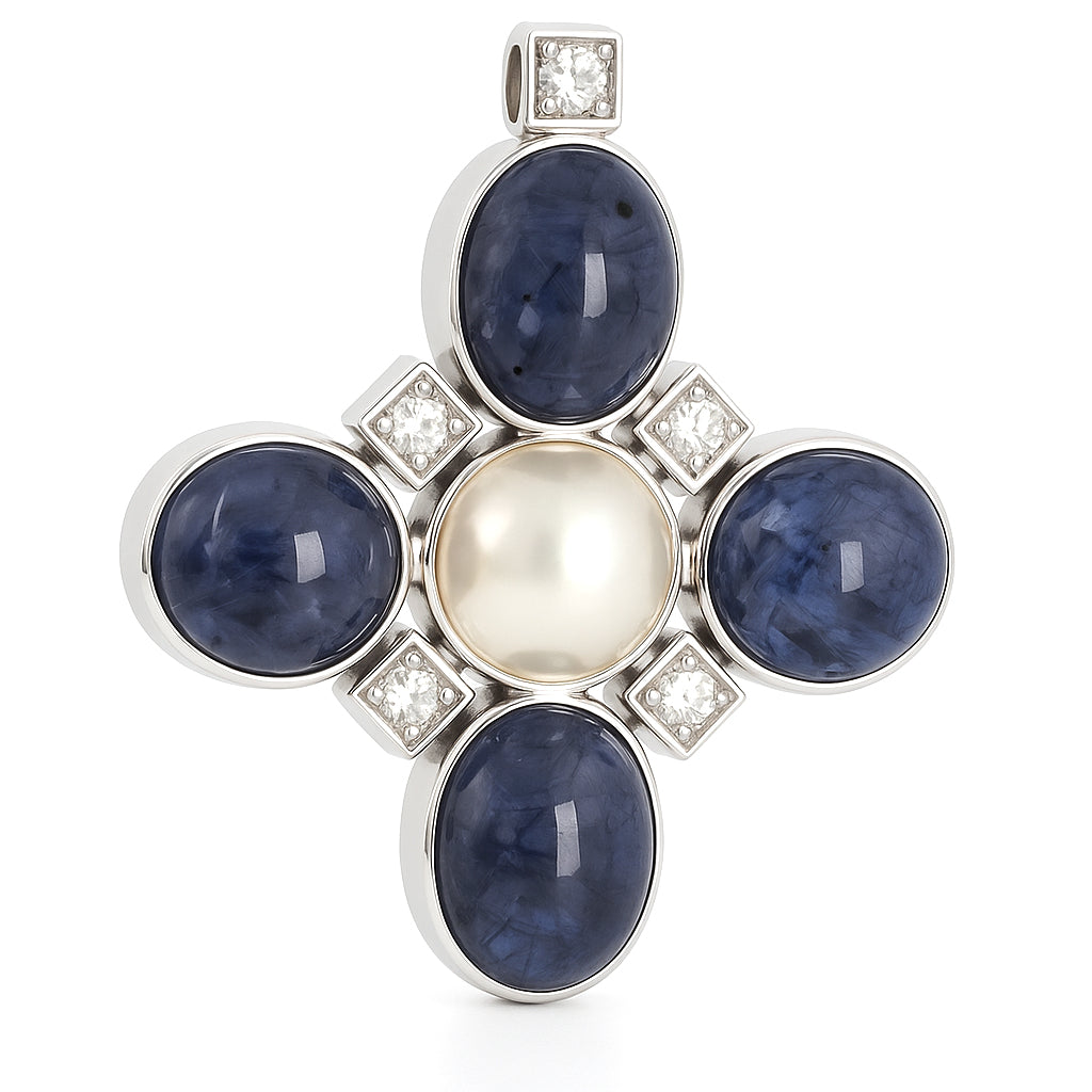 Ciondolo - 18 carati Oro bianco - 0.30ct. tw. Ametista - Diamante