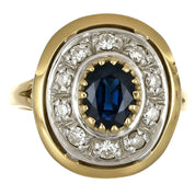 Anello - 18 carati Oro giallo, Argento - 1.05ct. tw. Zaffiro - Diamante