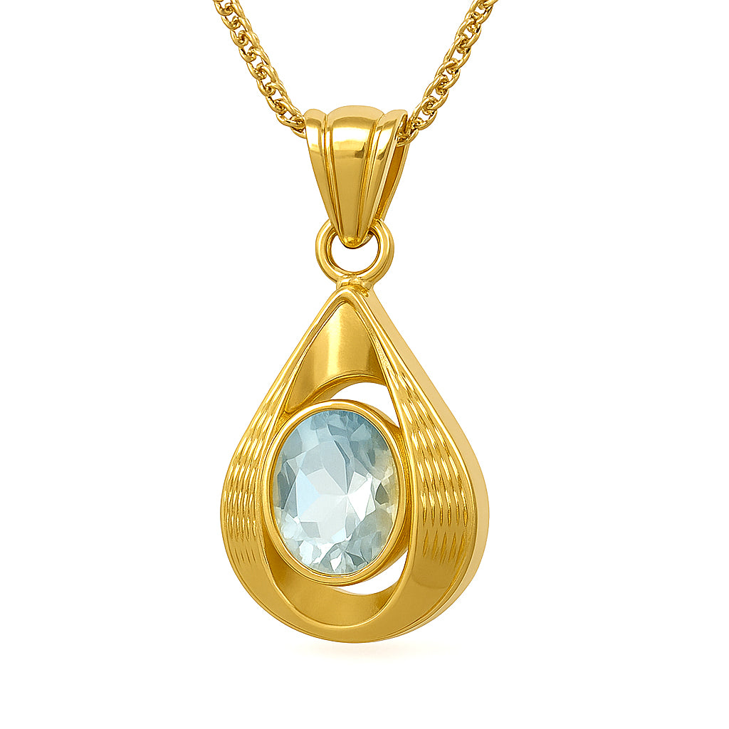 Collana con ciondolo - 18 carati Oro giallo - 1.85ct. tw. Acquamarina
