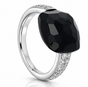 Anello - 18 carati Oro bianco - 7.82ct. tw. Onice - Diamante