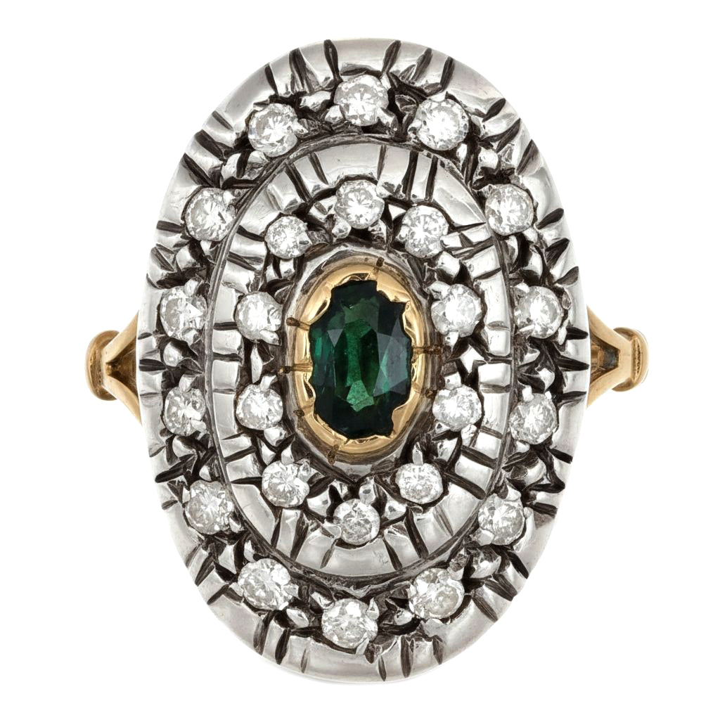 Anello - 18 carati Oro giallo, Argento - 0.98ct. tw. Zaffiro - Diamante