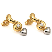 Orecchini - 18 carati Oro giallo, Oro bianco - 0.03ct. tw. Diamante (Naturale)