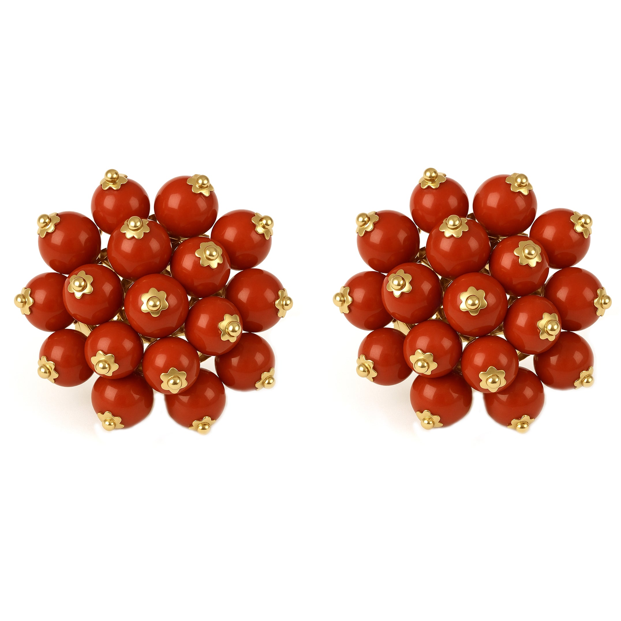Orecchini - 18 carati Oro giallo - Corallo