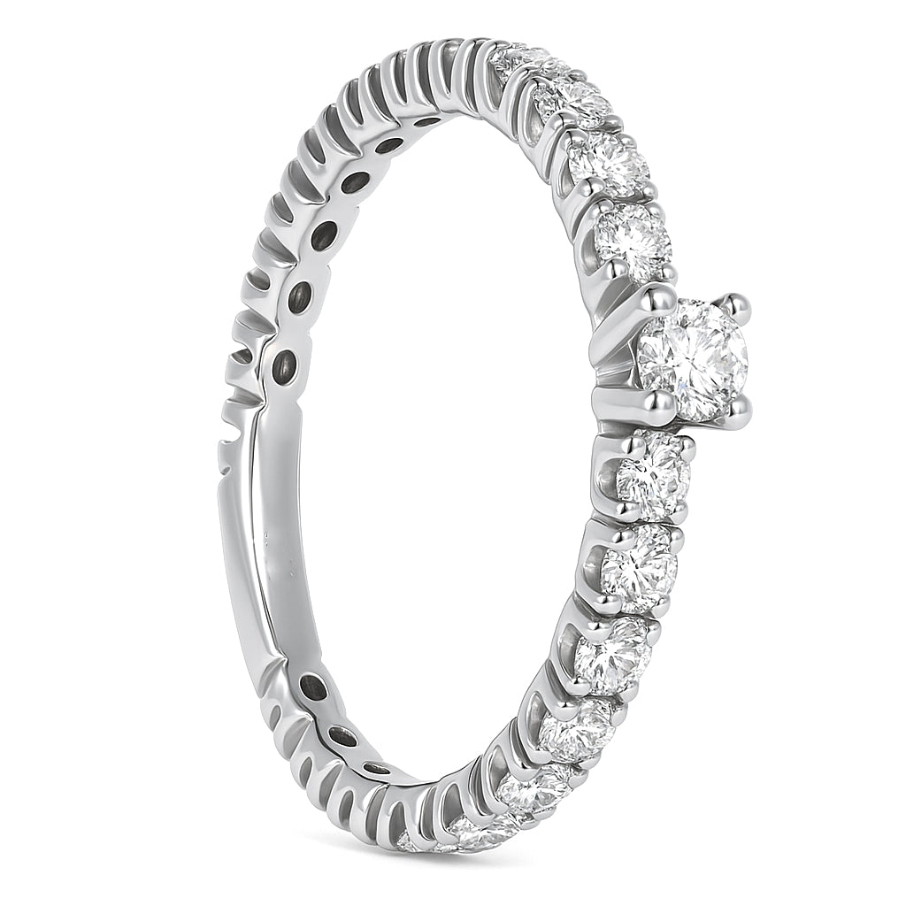 Anello - 18 carati Oro bianco - 0.96ct. tw. Diamante (Naturale)