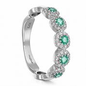 Anello - 18 carati Oro bianco - 0.73ct. tw. Smeraldo - Diamante