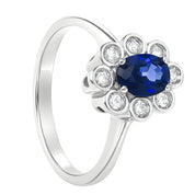 Anello - 18 carati Oro bianco - 1.06ct. tw. Zaffiro - Diamante