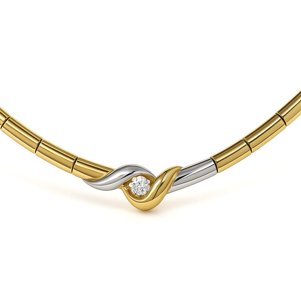 Collana con ciondolo - 18 carati Oro bianco, Oro giallo - 0.16ct. tw. Diamante (Naturale)