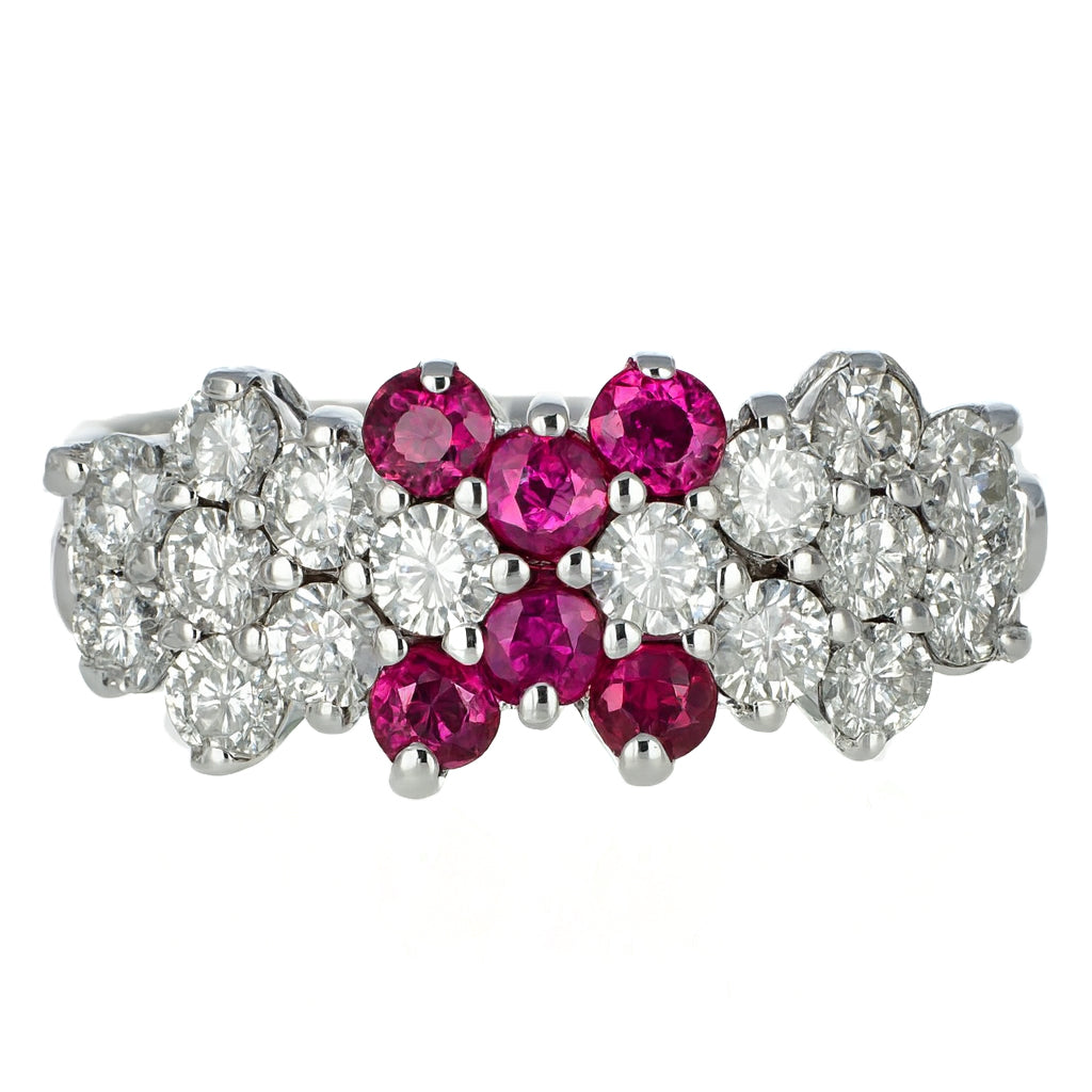 Anello - 18 carati Oro bianco - 0.64ct. tw. Diamante (Naturale) - Rubino