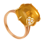 Anello - 18 carati Oro giallo - 8.12ct. tw. Topazio - Diamante