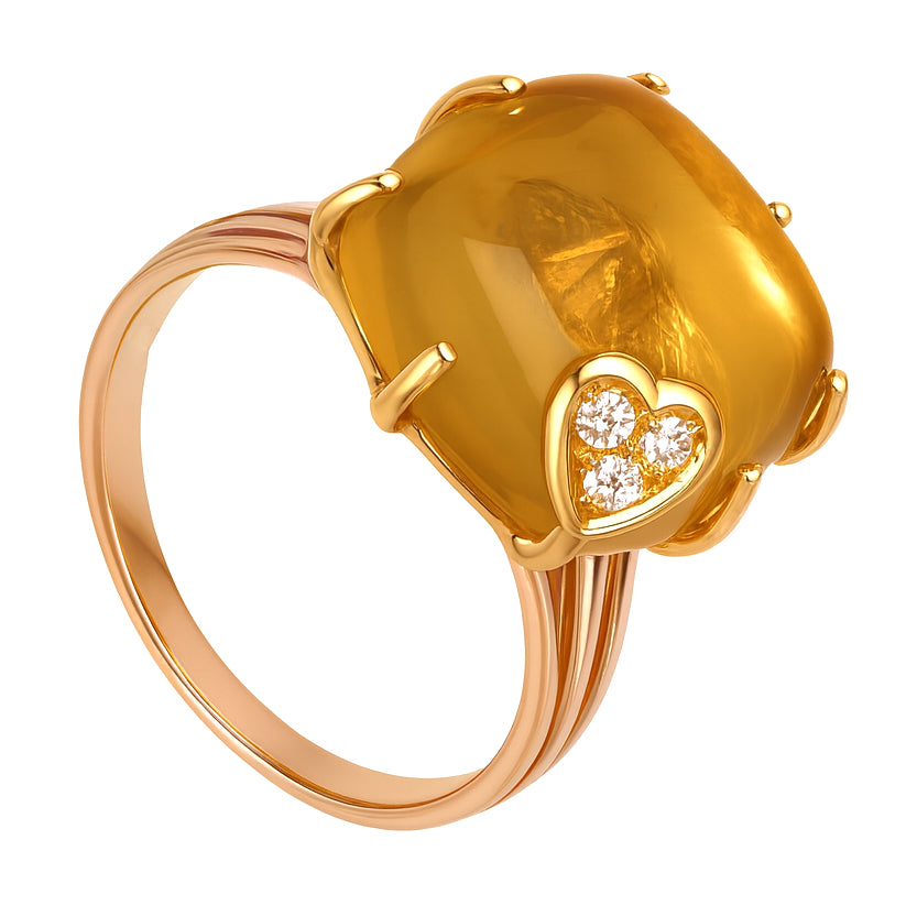 Anello - 18 carati Oro giallo - 8.12ct. tw. Topazio - Diamante
