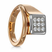 Anello - 18 carati Oro bianco, Oro giallo - 0.18ct. tw. Diamante (Naturale)