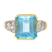 Anello - 18 carati Oro bianco, Oro giallo - 0.20ct. tw. Diamante (Naturale) - Topazio